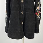 Johnny Was NWOT  Suede Embroidered Floral Coat Jacket Pockets Black Size S Photo 6