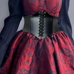 Plus Size Black Vintage Style Lace Up Faux Leather Elastic Back Closure Photo 1