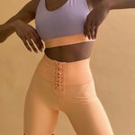 We Wore What  Lace Up Biker Shorts Revolve Athleisure High Waist Orange XL NWT Photo 0