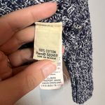 LL Bean Crewneck Knit Sweater Cotton Navy Blue White Marled Size XS Petite Black Photo 9