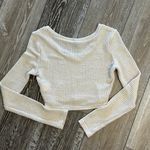SheIn Sz S Long Sleeve Waffle Weave Cream Ivory Knit Top Photo 4