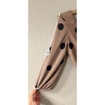 Amanda Uprichard  Polka Dot Walsh‎ Dress Medium Tan Black Sheer Puff Long Sleeves Photo 4