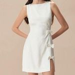 RIHOAS The White Boat Neck Bowknot Satin Mini Dress Size XS Photo 0