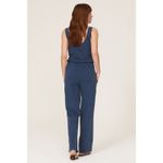 Faherty  Terra Blue Scoop Neck Sleeveless Straight Leg Organic Cotton Jumpsuit L Photo 2