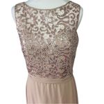 Amsale Pink Sleeveless Crew Neck Maxi Gown Size 10 Tan Photo 2