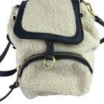 ZARA  Women's White Black Mini Sherpa Fleece Shearling Adjustable Strap Backpack Photo 2