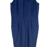 ASOS Stretch Blue Sleeveless Collared Tapered Leg Utility Jumpsuit Size 14 Photo 0