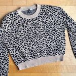 Divided Cropped Leopard Print Sweater, Tan, Black, Size S Photo 1