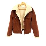 Hoozen Corduroy Sherpa Lined Trucker Jacket Brown Women's Size Medium Photo 1