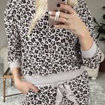 Gray Leopard Long Sleeve Shorts Lounge Set Black Size L Photo 3