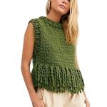 Free People Rare X Loopy Mango Merino Wool Fringe Vest One Size Photo 5