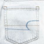 American Eagle Womens 4 Denim Mini Skirt Light Wash Distressed Hem Button Fly Photo 4