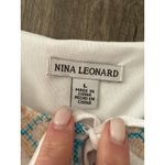 Nina Leonard  Embroidered Tunic Dress White Bell Sleeve Boho V-Neck Women's L Photo 4