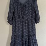 MikaRose  Blue Floral Polka Dot Bohemian Mini Dress Boho Casual Spring Large Photo 1