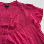 Torrid  Pink Rayon‎ Slub Crochet Tie Front Flutter Sleeve Top Size 6X Photo 7