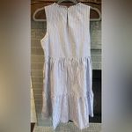 J.Crew  Blue White Stripped Seersucker Tiered Dress Size 4 Preppy Southern EUC Photo 2