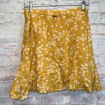 Billabong yellow skirt swing lined Large floral mini side zipper brass logo boho Photo 6