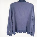 Sundance  Caroline Ruffle Military Velvet Blazer Size Large Navy Photo 8