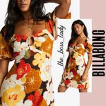 Billabong  mini dress floral cotton puff sleeves Photo 9