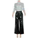 Anthropologie MAEVE x  Faux Patent Leather Sporty Wide Leg Pants, Black, XS Photo 5