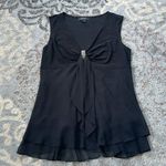 R & M Richards  Sleeveless Ruffle Sheer Rhinestone Top Black 16 Photo 1