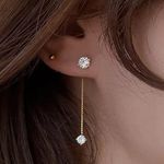 Trendy and Tipsy Simple Zircon Long Earrings Front And Back Delicate Korean Brincos Femme Jewelry Wholesale Photo 0
