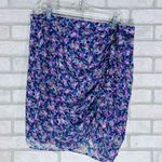 Veronica Beard Spencer Silk Side Ruched Abstract Floral Pencil Skirt Size 16 Photo 4