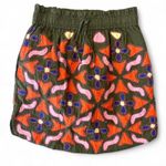 Anthropologie Maeve Olive Green Embroidered Patchwork Floral Mini Skirt Photo 3