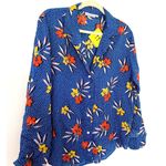 Roller Rabbit NWT  Blue Kori Floral Nyana Tropical Rolled Up Sleeve Shirt Sz S Photo 2