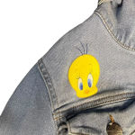 Looney Tunes Members Only Women's Medium Denim Painted Cropped Jacket Photo 1