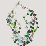 Necklace Statement Multicolored Beaded Adjustable Chain Lobster Clasp 16 inch Green Photo 0