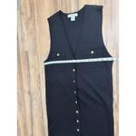 Stephanie Andrews Black Wool Blend Long Knit Vest Dress Gold Buttons Size S Photo 4