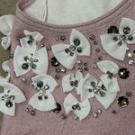 RARE PINKO Italy shimmery knit tee with rhinestone and bows Pink Photo 3