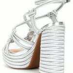 Gianni Bini Dannijo Luchi x Silver Metallic Braided Platform Sandals Heels Photo 7
