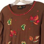 Quacker Factory Quacker‎ Factory Sequin Embellished Long Sleeve Top Women's XS Brown Cottagecore Photo 0