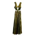 Mac Duggal  Pleated Metallic Cutout Gown Maxi Dress Chartreuse Green Size M UB Photo 4