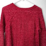 Studio Works  Red Cotton Cable Knit Sweater, V-neck, Size Large Photo 5