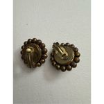 70's Vintage‎ Womens Chunky Floral Gold Toned Clip on Statement Huggie Earrings Photo 2