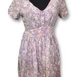 Hesperus Pink and Purple Floral Short Sleeve V-Neck Mini Sundress Photo 0