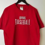 Adidas Vintage Baseball T Shirt Crossed Bat Ball Field Game Logo Red Large L Photo 11