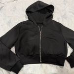 SheIn Women's Black Cropped Zip-Up Hoodie Jacket Size S Casual Photo 0
