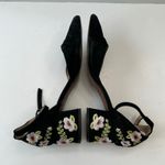 Franco Sarto  Sandal‎ Black Suede Floral Embroidered Ankle Strap Heels Womens  9M Photo 9