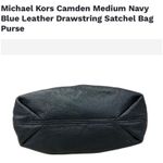 Michael Kors  Camden Medium Navy Blue Leather Drawstring Satchel Bag Purse Photo 3