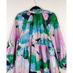 Stine Goya Womens Dress Blue Jasmine Floral Mini Satin Tiered A Line Boho Small Photo 10