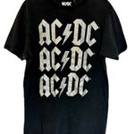 AC/DC  Black Graphic Glitter‎ T-shirt Rock Band Groupie Cotton Music Size Small Photo 0