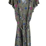 Lane Bryant Floral Mini Dress Plus Size 18/20 Green V-Neck Boho Cottagecore Photo 0