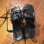 Pretty Little Thing Black Croc Strappy Heels Photo 4