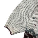 Vintage 80s Cardigan Sweater Fair Isle Fringe Knit Large Photo 4