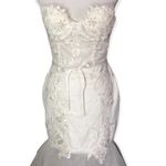 White Strapless Beaded Lace Corset Mermaid Wedding Dress Size L Photo 66