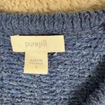 Pure Jill Fringe Sweater Vest Sleeveless Knit Blue Boho Chic Size S Oversize Box Photo 1